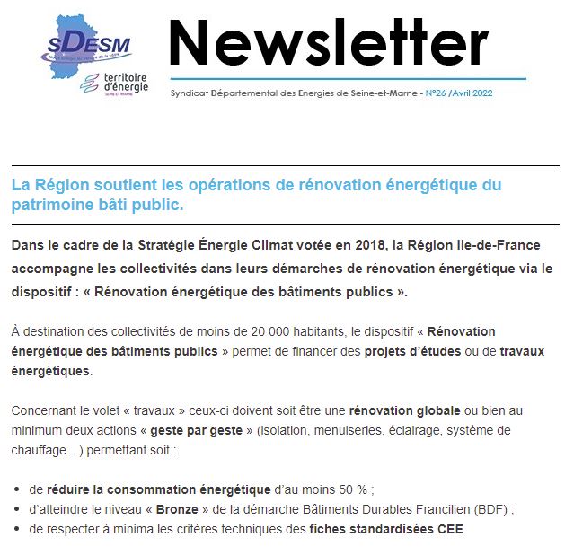Newsletter n°26 - Avril 2022