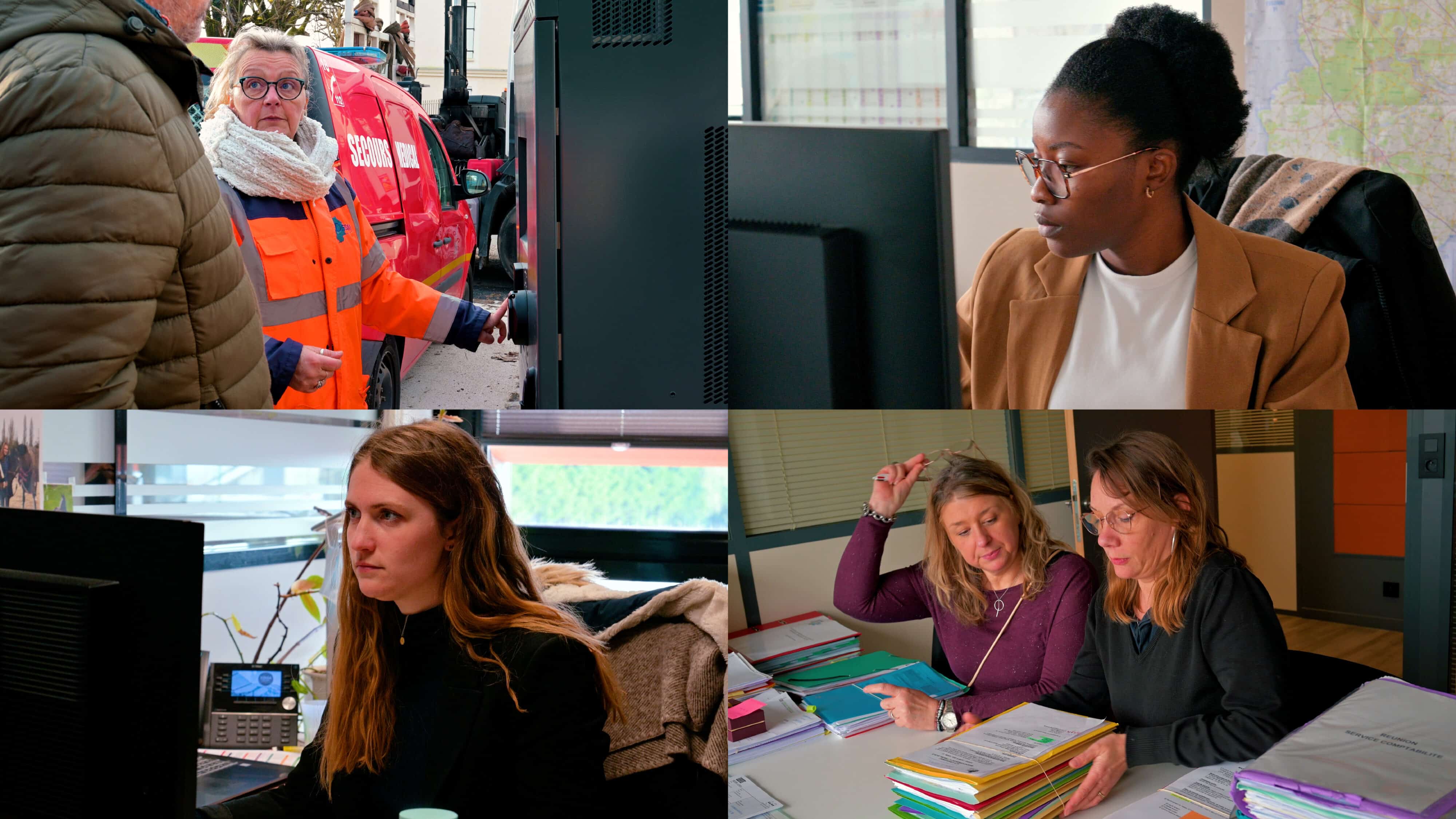 Mosaïque de 4 photos d'agents du SDESM étant des femmes.
