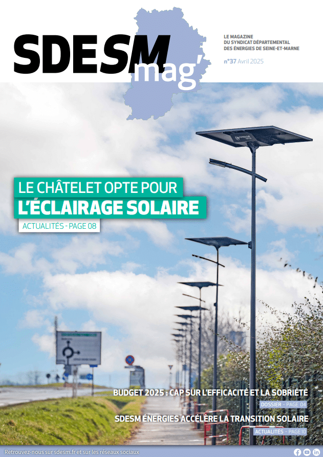 Couverture du SDESMag n°37 représentant des candélabres solaires.